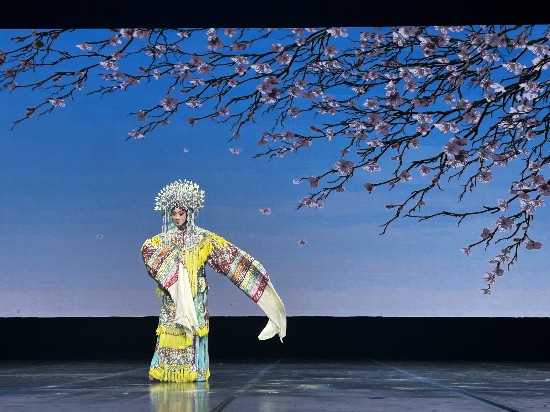 京劇梅派傳人胡文閣一曲《梨花頌》，博得滿(mǎn)堂喝彩。人民日?qǐng)?bào)記者 時(shí)元皓攝